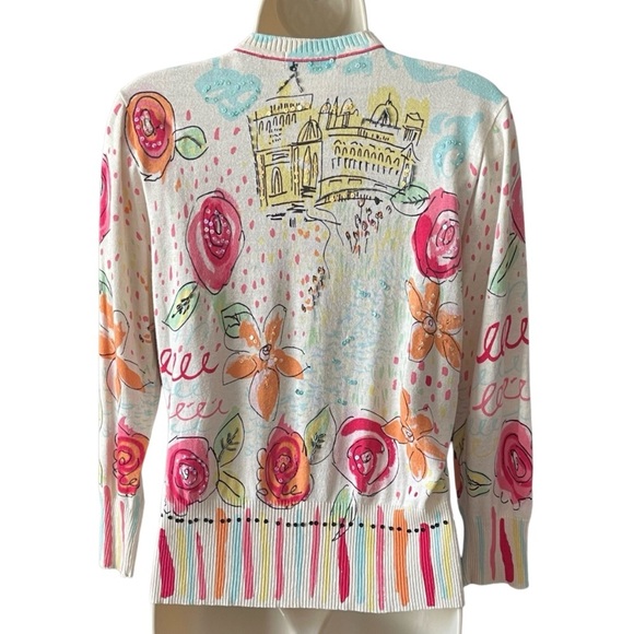 I.e. Cardigan Womens Floral Funky Button Up Cardigan Size M Colorful - Picture 8 of 14